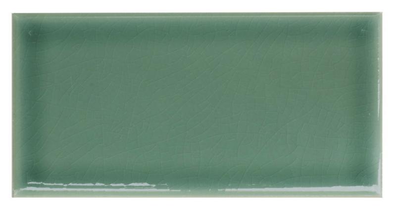 Flise, Bristol - 7,5 x 15 cm, mørkegrøn, krakeleret