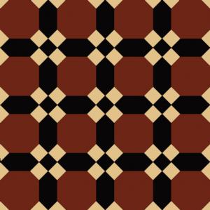 Nottingham - Victorian Floor Tiles - Red ROU/Black NOI/Cognac COG
