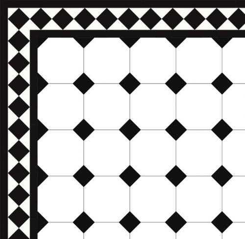 Oktogonklinker - 15x15 cm hvit/svart Winckelmans