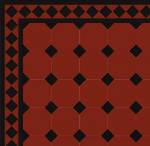 Oktagonklinker - 15x15 cm röd/svart Winckelmans