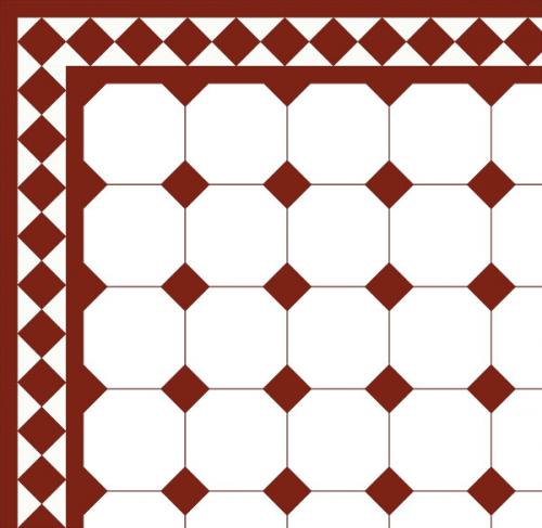 Oktogonklinker - 15x15 cm hvit/rød Winckelmans