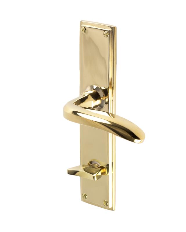 Door Handle - Bathroom Lock Sand-Cast Plate Brass