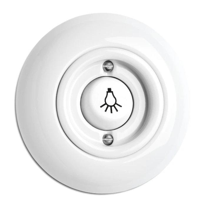 Round Porcelain Light Switch - Rocker Button for Hallways
