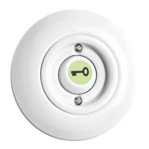 Round Porcelain Light Switch - Rocker Glow-in-the-Dark Button with Key Symbol