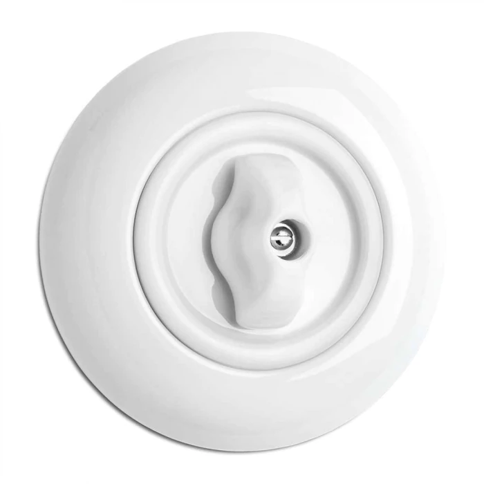 Round Porcelain Light Switch - Double-Pole Rotary Light Switch