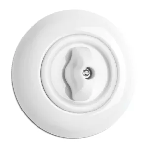 Round Porcelain Light Switch - Rotary Two-Way Light Switch