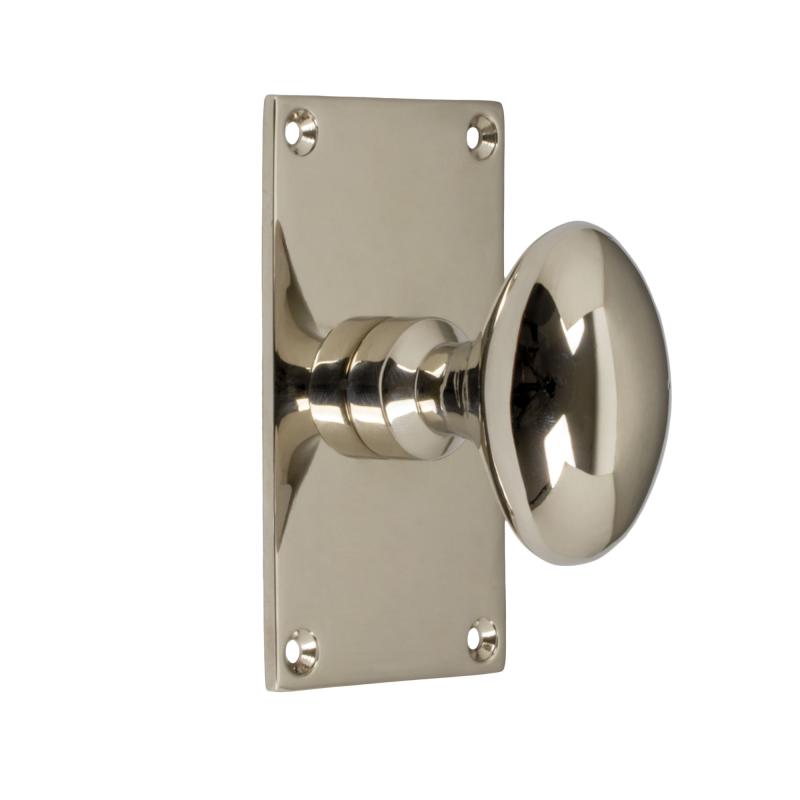 Oval Knob with Base Plate - Nickel 40 x 70 mm