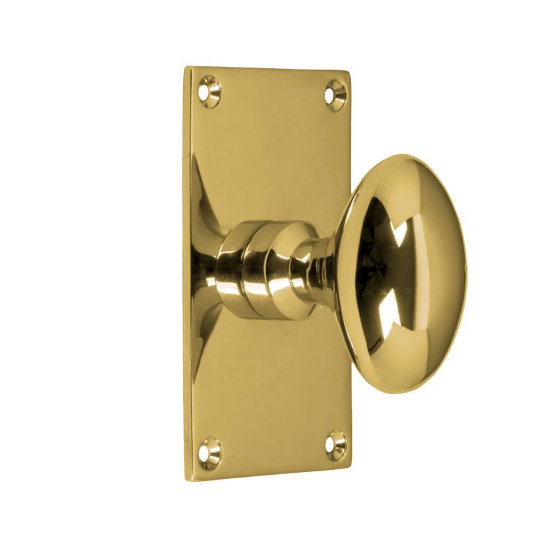 Oval Knob with Base Plate - Brass 40 x 70 mm