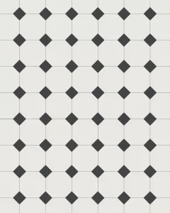 Floor Tiles - Octagons 10 x 10  (3.94 x 3.94 in.) - White/Black