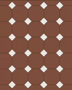 Floor Tiles - Octagon 15 x 15 cm (5.91 x 5.91 In.) - Red ROU/Super White BAS