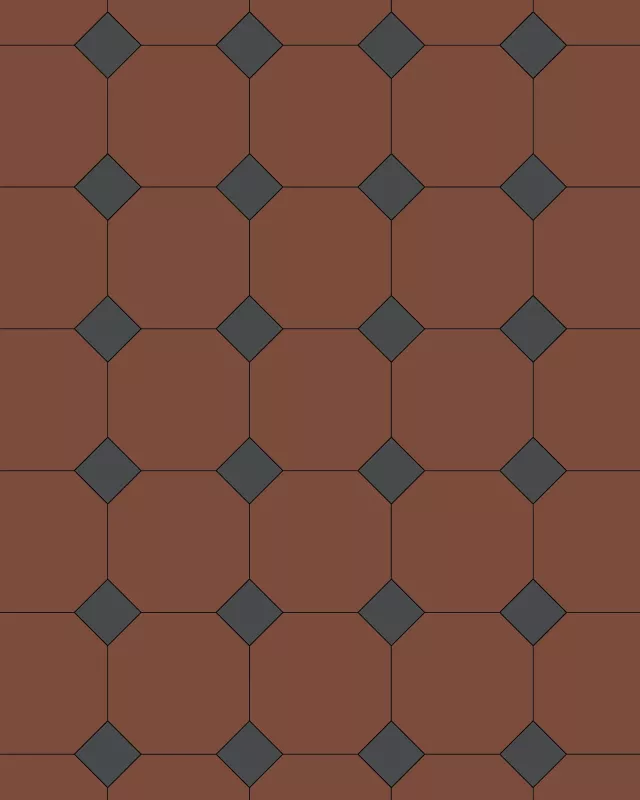Floor Tiles - Octagon 15 x 15 cm (5.91 x 5.91 In.) - Red ROU/Black NOI