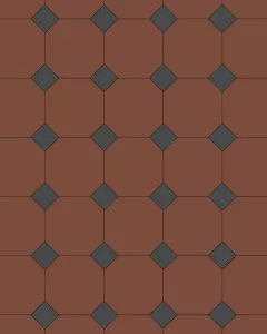 Floor Tiles - Octagon 15 x 15 cm (5.91 x 5.91 In.) - Red ROU/Black NOI