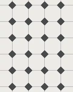 Floor Tiles - Octagon 15 x 15 cm (5.91 x 5.91 In.) - Super White BAS/Black NOI