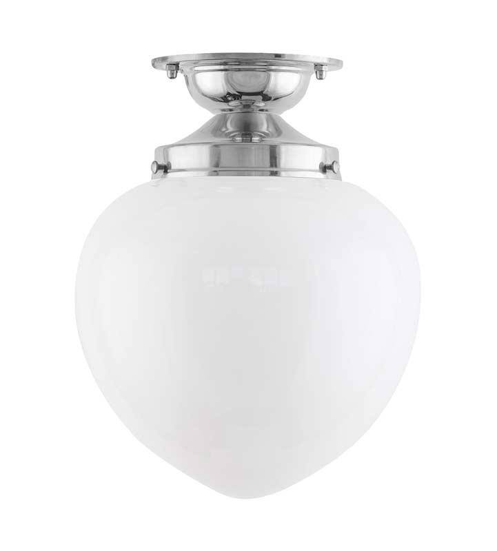 Bathroom Light - Lundkvist 100 - Ceiling Light, Brass, Opal White Glass