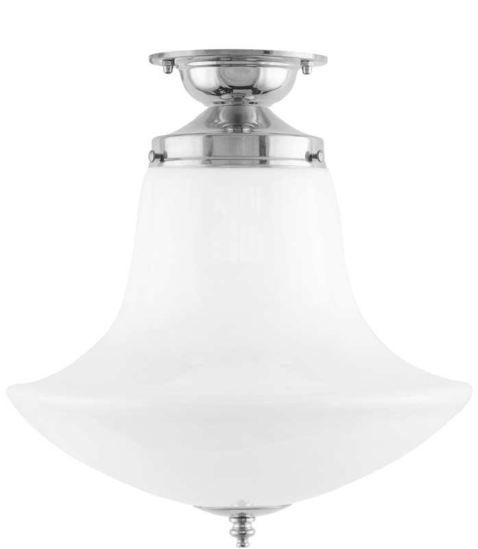 Badeværelseslampe - Loftslampe Lundkvist 100 forniklet klokkeformet skærm