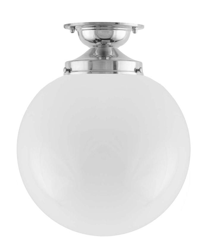 Badeværelseslampe - Loftslampe Lundkvist 100 forniklet stor kuppelskærm