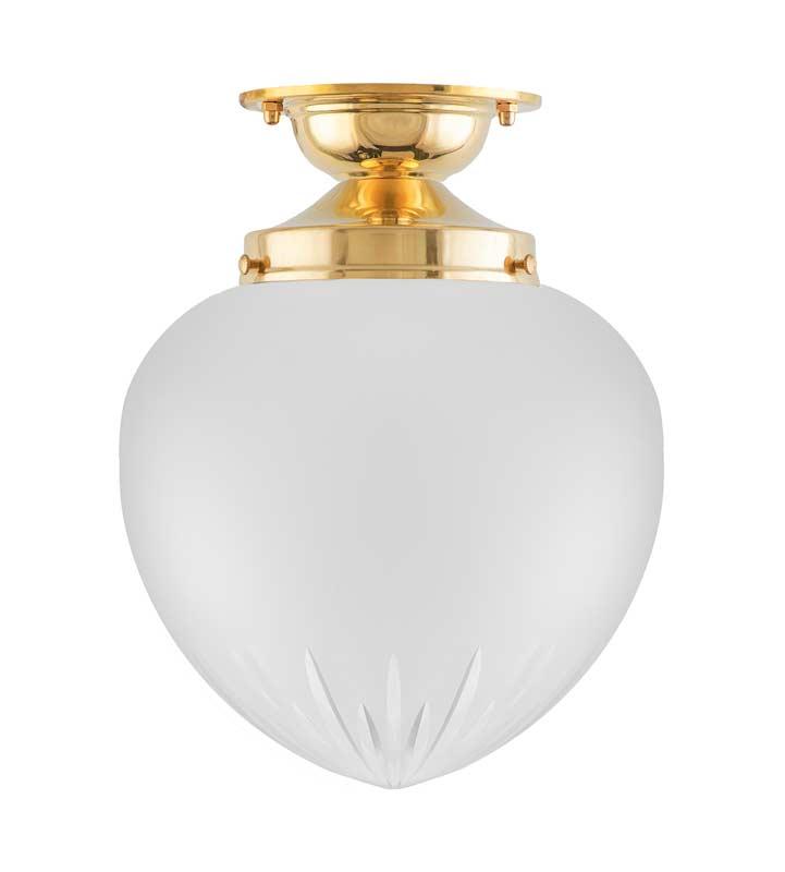 Ceiling Light - Lundkvist 100 - Brass, Matte Cut-Glass Shade