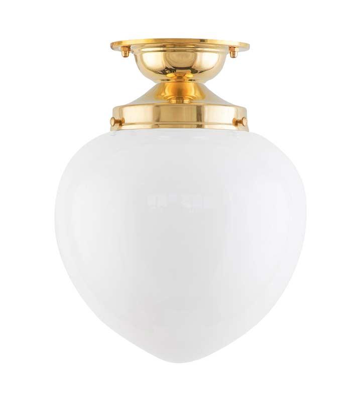 Bathroom Light - Lundkvist 100 - Ceiling Light, Brass, White Glass