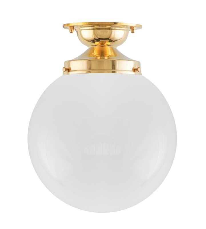 Bathroom Light - Lundvist 100 Ceiling Light - Brass, with Opal White Shade