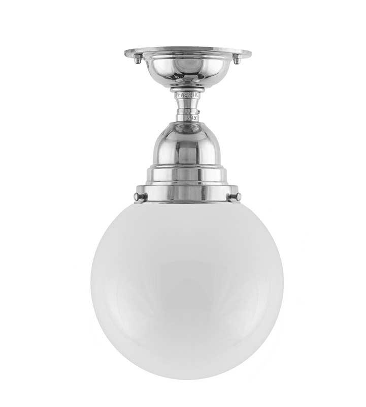 Bathroom Ceiling Light - Byström 80, Nickel, Globe Shade