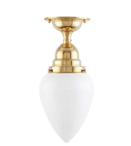 Bathroom Ceiling Lamp - Byström 80 brass, white drop shade