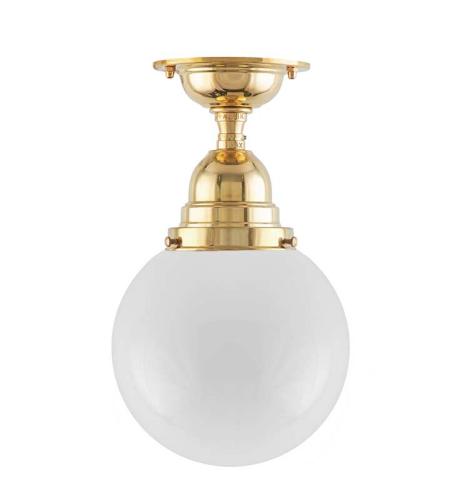Baderomslampe - Taklampe Byström 80 messing opalhvit kuppel