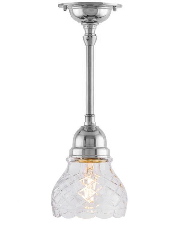 Loftslampe - Byströmpendel 60 forniklet, med klart glas