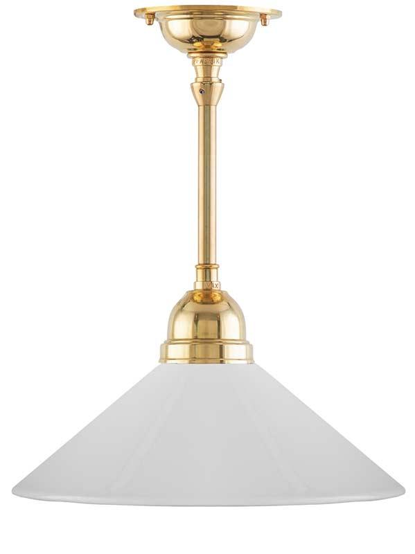 Taklampa - Byströmpendel 60, vit skomakarskärm - gammaldags inredning - klassisk stil - retro - sekelskifte