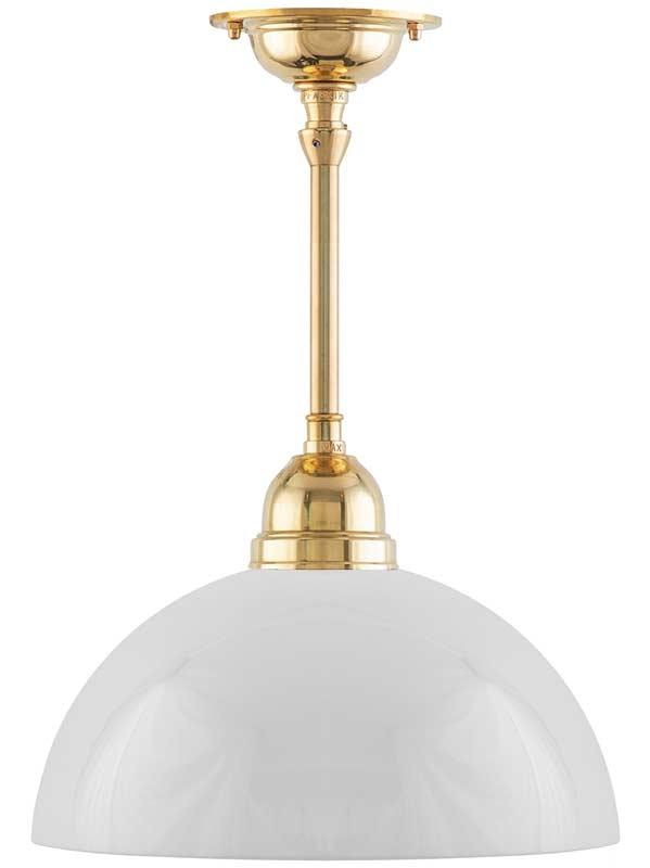 Ceiling Light - Byström 60 - Brass, White Hemisphere Glass Shade