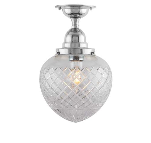 Ceiling Lamp - Byström 100, nickel clear drop shade