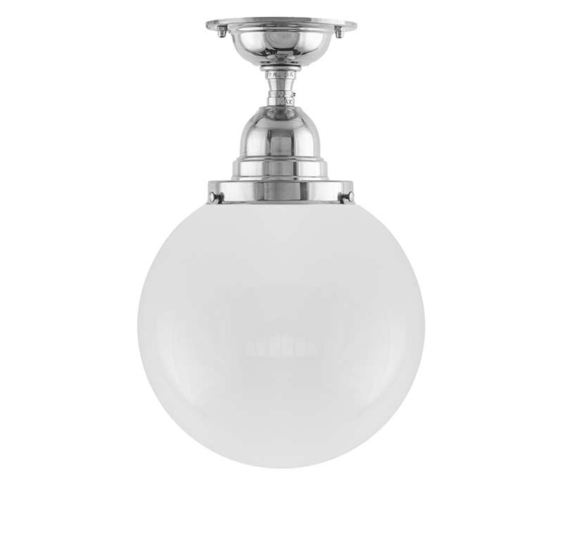 Badezimmerlampe – Deckenleuchte Byström 80 vernickelt, Kugelschirm