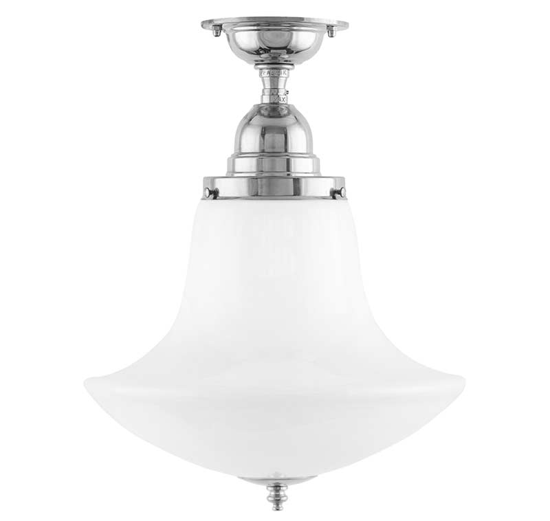 Badezimmerlampe – Deckenleuchte Byström 100 vernickelt, Kugelschirm