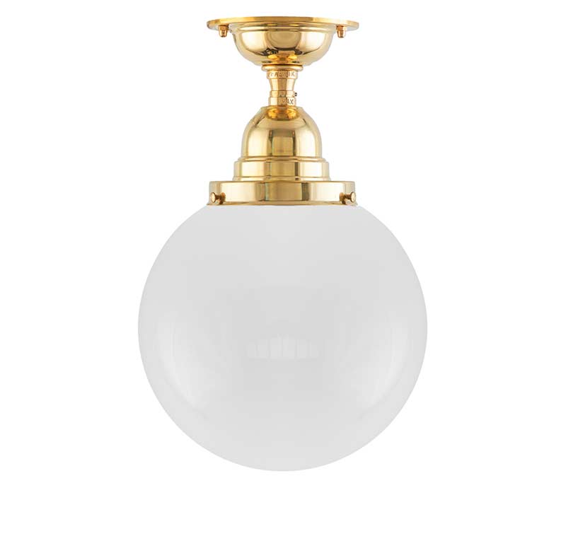 Badezimmerlampe – Deckenleuchte Byström 100 Messing, Kugelschirm
