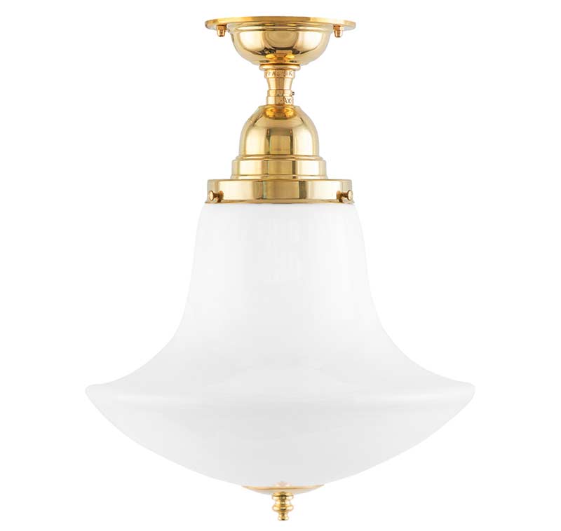 Badezimmerlampe – Deckenleuchte Byström 100 Messing, glockenförmiger Schirm