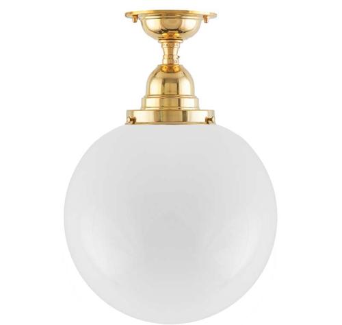 Baderomslampe - Taklampe byström 100 messing, stor globeskjerm