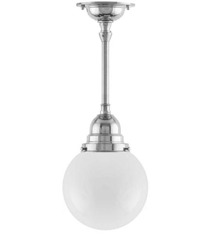 Baderomslampe - Byström pendel 80 forniklet opalhvitt kuppel