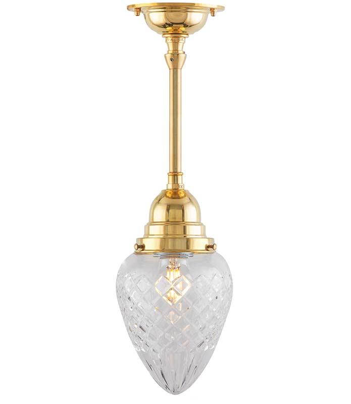 Deckenlampe – Byström 80 Messing, Tropfenform, Klarglas
