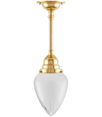 Bathroom Ceiling Lamp - Byström pendant 80 brass, frosted glass drop