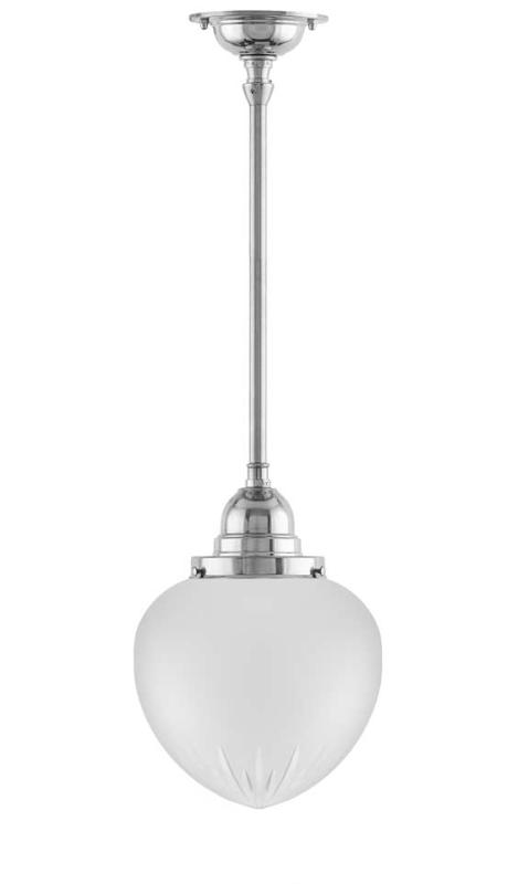 Ceiling Light - Byström Pendant 100 - Nickel, Frosted Glass Drop Shade