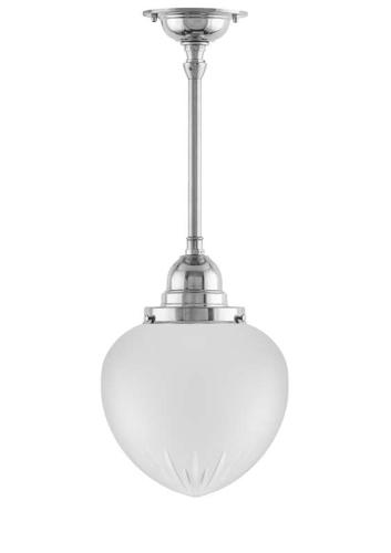Bathroom Ceiling Lamp - Byström 100 nickel, frosted glass drop