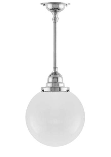 Taklampe - Byström 100 nikkel, opalhvit kuppel