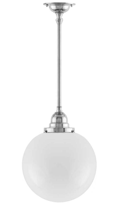 Loftslampe - Byströmpendel 100 forniklet, stor kuppelskærm