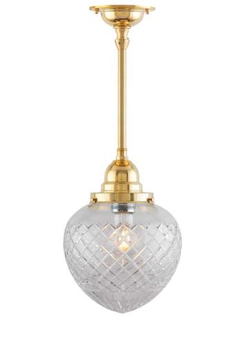 Bathroom Ceiling Lamp - Byström 100 brass, white clear drop