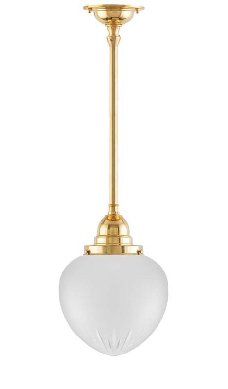 Bathroom Ceiling Light - Byström 100 - Brass, Frosted Glass Drop Shade