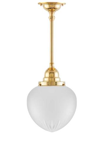 Bathroom Ceiling Lamp - Byström 100 brass, frosted glass drop
