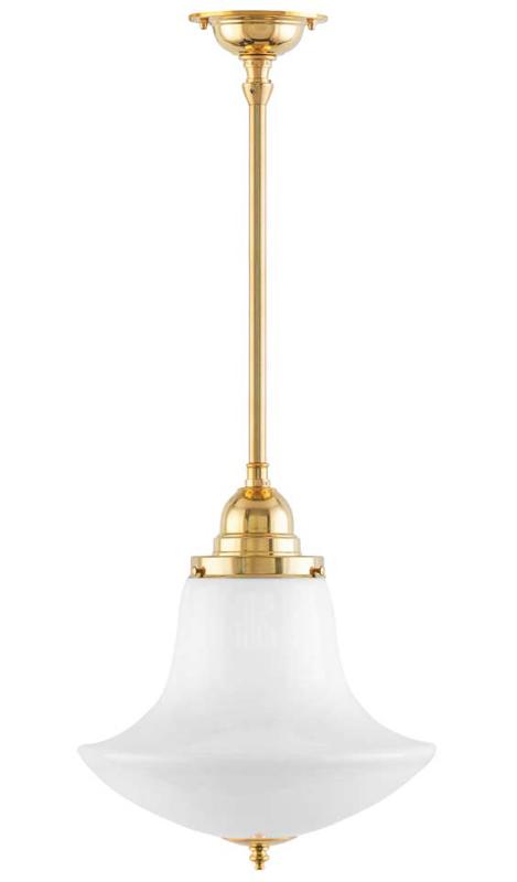 Bathroom Ceiling Light - Byström 100 - Brass, White Anchor Shade