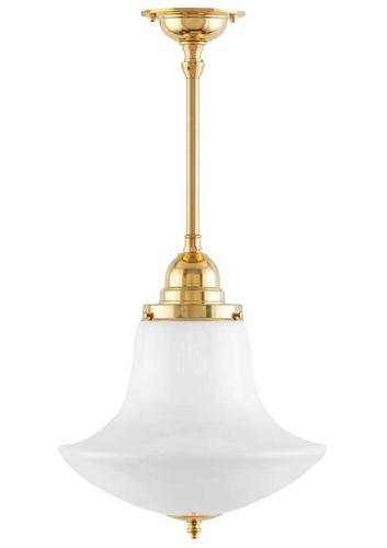 Bathroom Ceiling Lamp - Byström 100 brass, white anchor shade