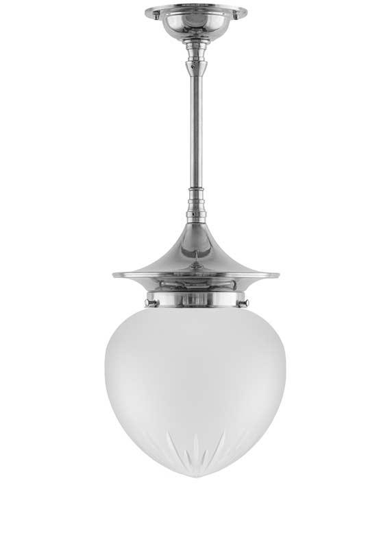 Ceiling Light - Dahlberg Pendant 100 - Nickel, Frosted Drop Shade
