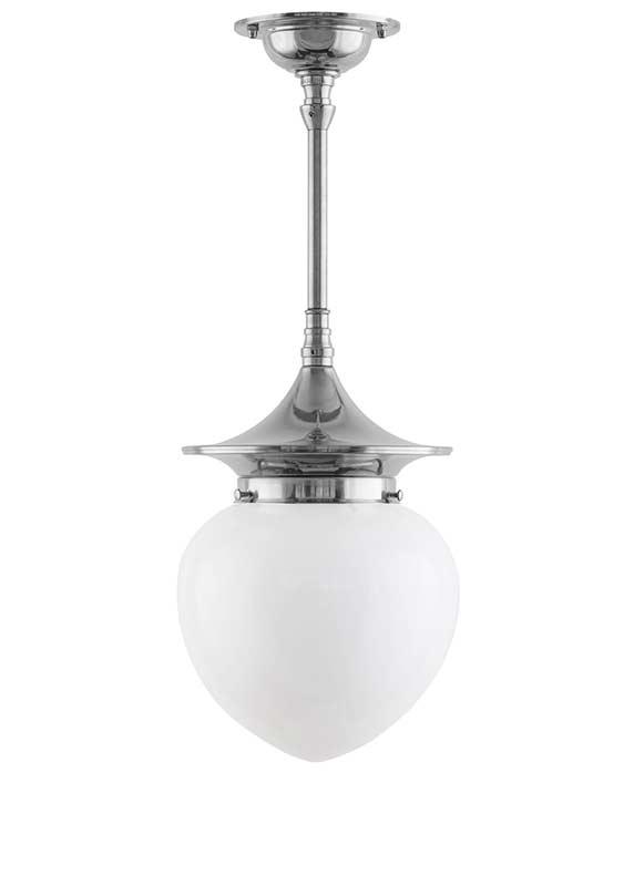 Badeværelseslampe - Loftslampe Dahlberg pendel 100 forniklet opalhvid dråbe