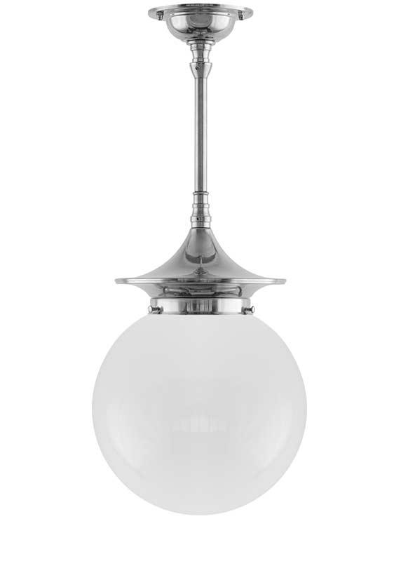 Badeværelseslampe - Loftslampe Dahlbergspendel 100 forniklet opalhvid kuppelskærm